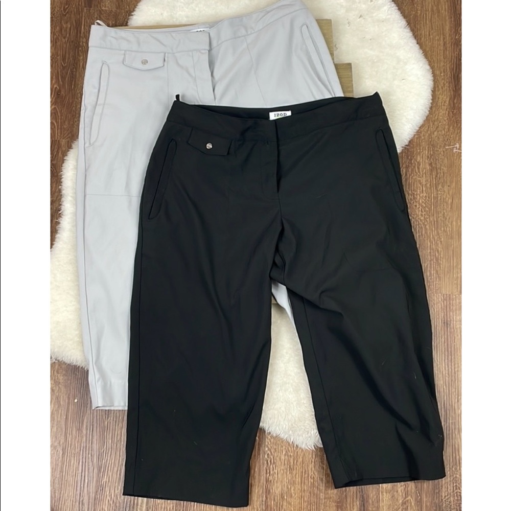 IZOD Golf Bundle Two Golf Capri Shorts Gray and Black